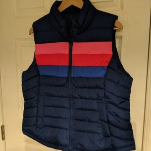 GAP multi-color striped puff vest